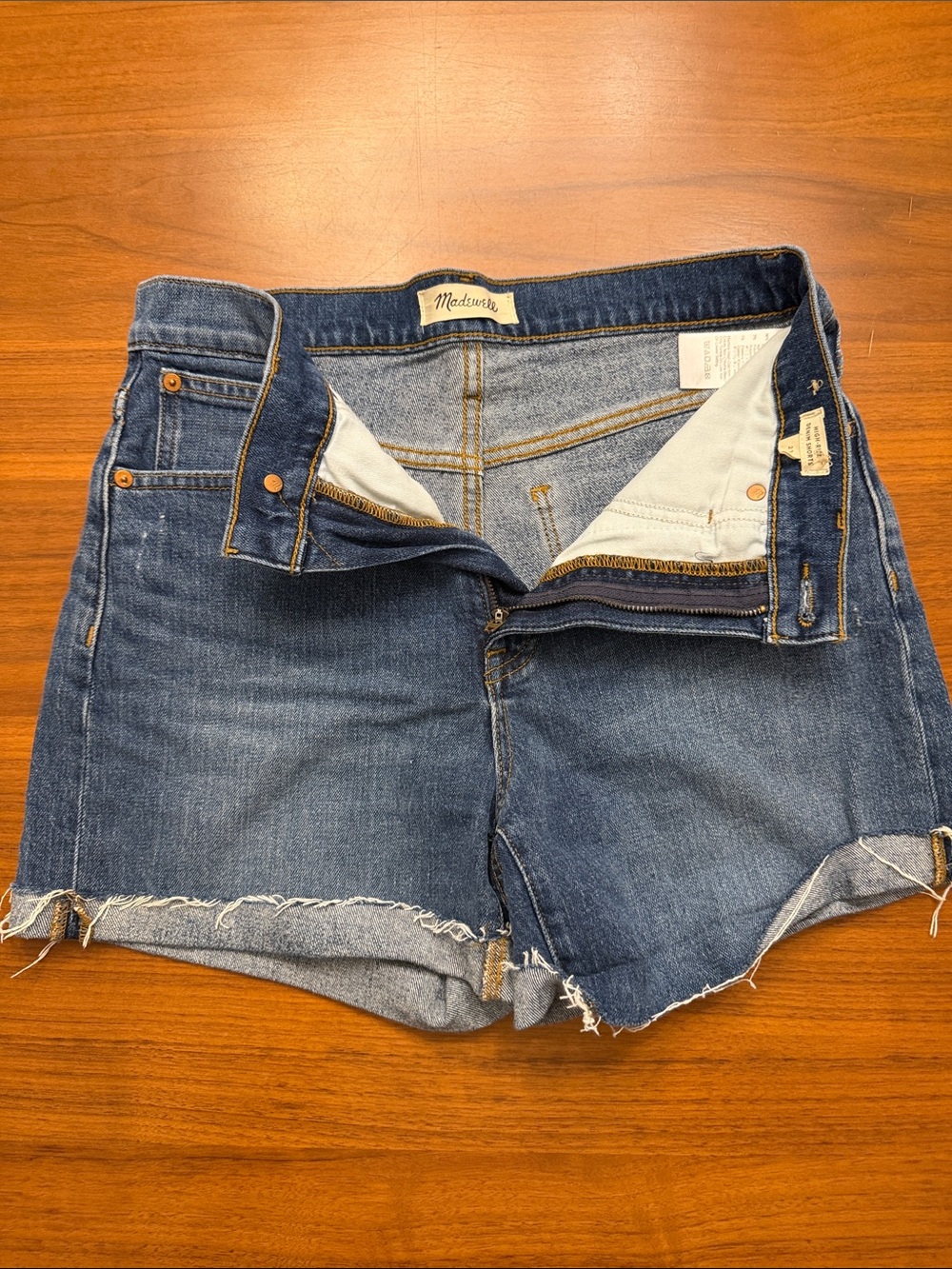Madewell Dark Indigo Frayed Hem Denim Cutoff Shorts